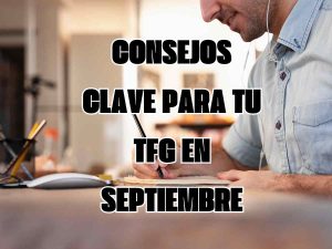 Estudiante escribiendo su TFG en verano con consejos clave para presentarlo en septiembre